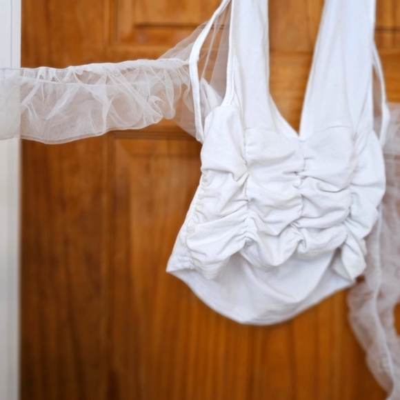 NWOT Shein Women's Long-Sleeve  Cropped Off The Shoulder Halter Top, Size S - Picture 5 of 8